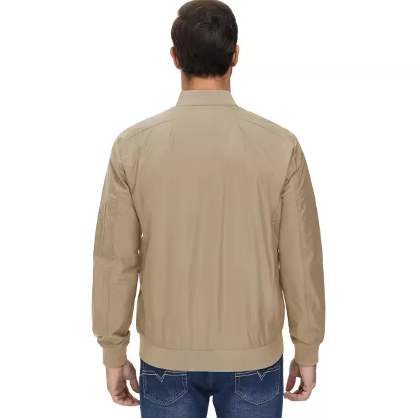 MAGNIVIT Mens Lightweight Bomber Jackets Full Zip Windbreaker Active Coat OutwearKhaki