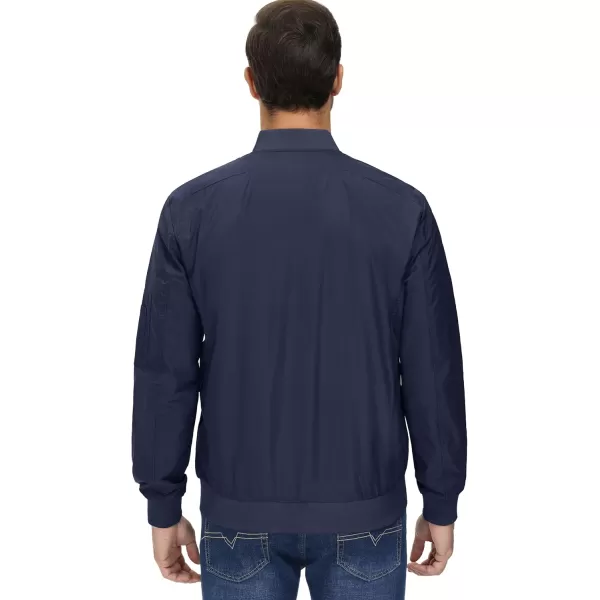 MAGNIVIT Mens Lightweight Bomber Jackets Full Zip Windbreaker Active Coat OutwearNavy Blue