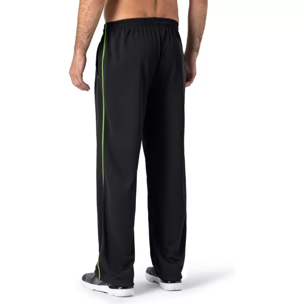 MAGNIVIT Mens Lightweight Sweatpants Loose Fit Open Bottom Mesh Athletic Pants with Zipper PocketsBlack