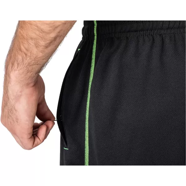 MAGNIVIT Mens Lightweight Sweatpants Loose Fit Open Bottom Mesh Athletic Pants with Zipper PocketsBlack Green