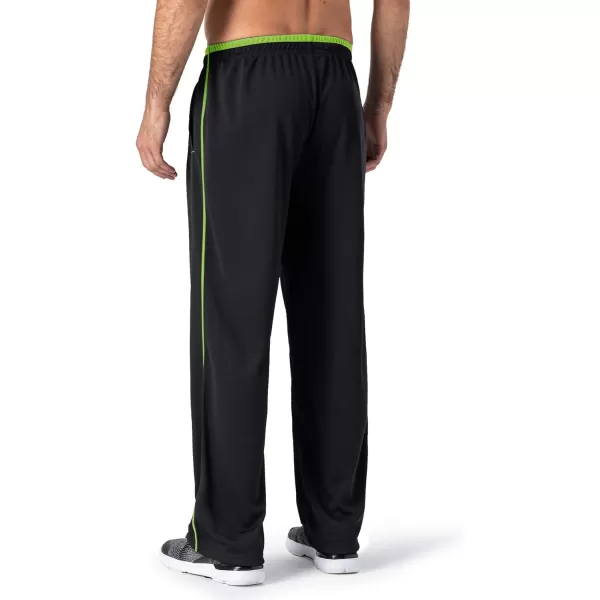 MAGNIVIT Mens Lightweight Sweatpants Loose Fit Open Bottom Mesh Athletic Pants with Zipper PocketsBlack Green