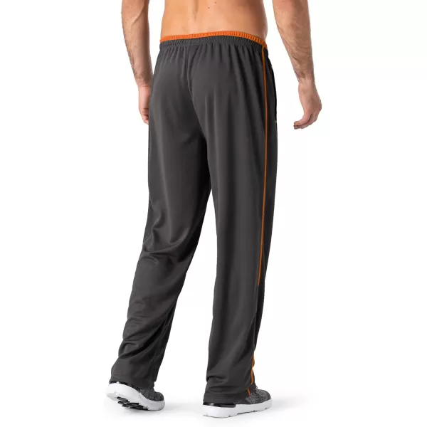 MAGNIVIT Mens Lightweight Sweatpants Loose Fit Open Bottom Mesh Athletic Pants with Zipper PocketsDark Grey Orange