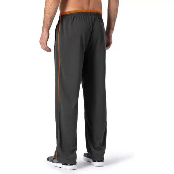 MAGNIVIT Mens Lightweight Sweatpants Loose Fit Open Bottom Mesh Athletic Pants with Zipper PocketsDark Grey Orange