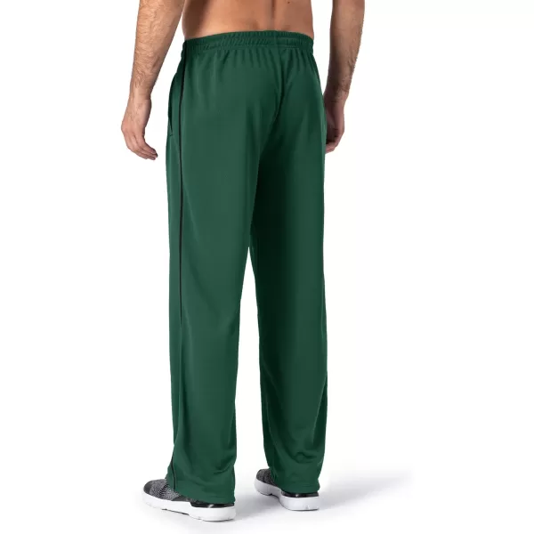 MAGNIVIT Mens Lightweight Sweatpants Loose Fit Open Bottom Mesh Athletic Pants with Zipper PocketsGreen