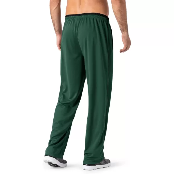 MAGNIVIT Mens Lightweight Sweatpants Loose Fit Open Bottom Mesh Athletic Pants with Zipper PocketsGreen Black