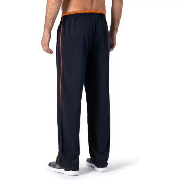 MAGNIVIT Mens Lightweight Sweatpants Loose Fit Open Bottom Mesh Athletic Pants with Zipper PocketsNavy Blue Orange