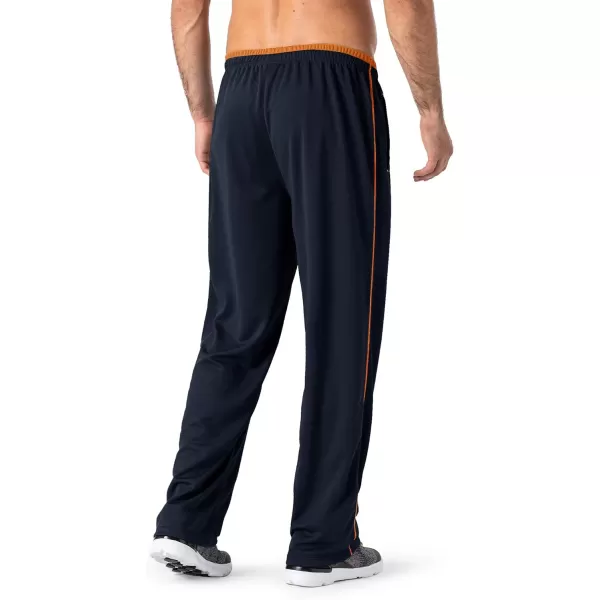 MAGNIVIT Mens Lightweight Sweatpants Loose Fit Open Bottom Mesh Athletic Pants with Zipper PocketsNavy Blue Orange