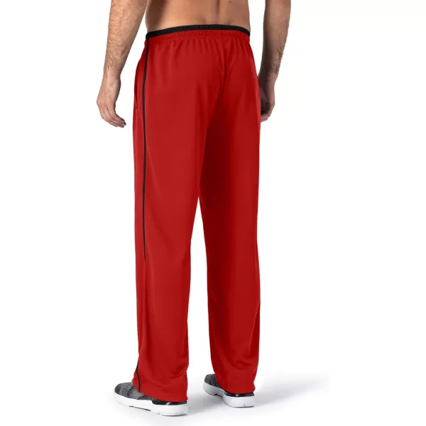 MAGNIVIT Mens Lightweight Sweatpants Loose Fit Open Bottom Mesh Athletic Pants with Zipper PocketsRed Black