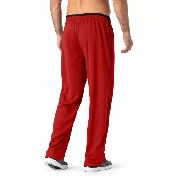 MAGNIVIT Mens Lightweight Sweatpants Loose Fit Open Bottom Mesh Athletic Pants with Zipper PocketsRed Black