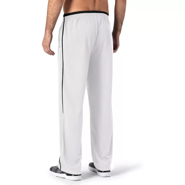 MAGNIVIT Mens Lightweight Sweatpants Loose Fit Open Bottom Mesh Athletic Pants with Zipper PocketsWhite Black