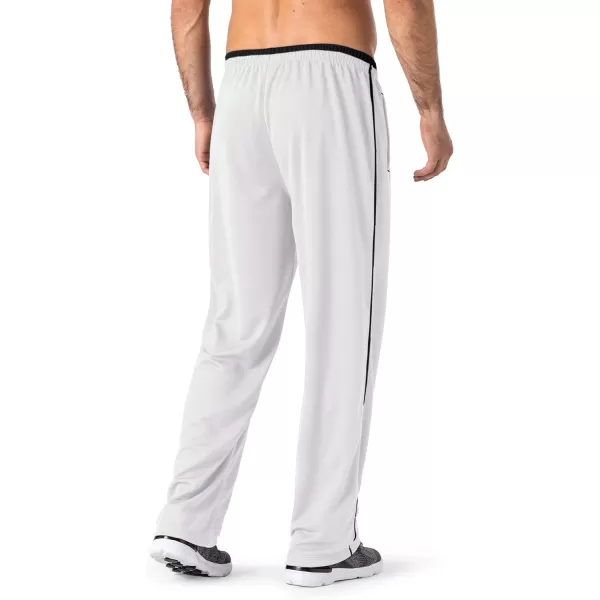 MAGNIVIT Mens Lightweight Sweatpants Loose Fit Open Bottom Mesh Athletic Pants with Zipper PocketsWhite Black