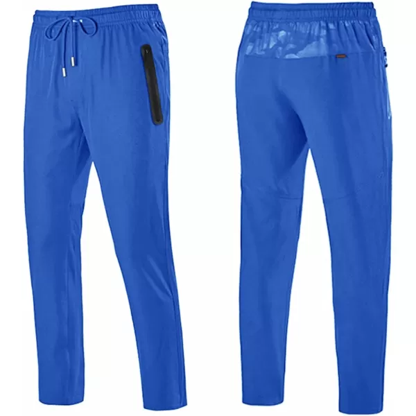 MAGNIVIT Mens Lightweight Sweatpants Open Bottom Quick Dry Running Joggers Athletic Pants with Zipper PocketsBlue