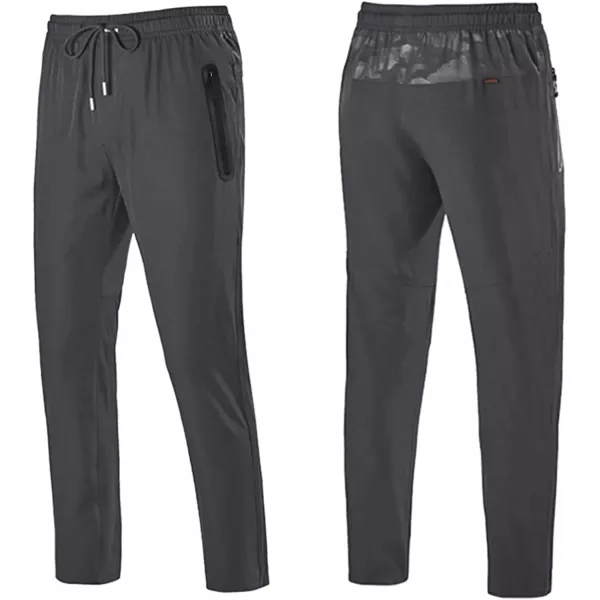 MAGNIVIT Mens Lightweight Sweatpants Open Bottom Quick Dry Running Joggers Athletic Pants with Zipper PocketsDark Grey