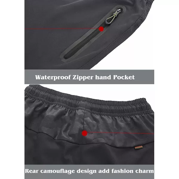 MAGNIVIT Mens Lightweight Sweatpants Open Bottom Quick Dry Running Joggers Athletic Pants with Zipper PocketsDark Grey