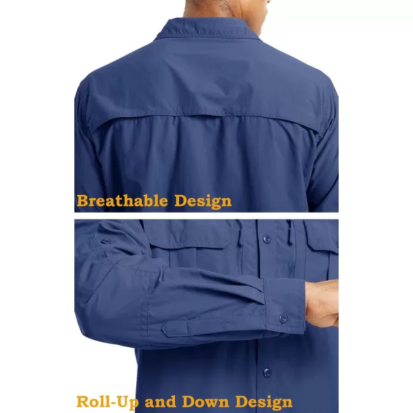 MAGNIVIT Mens Long Sleeve Shirts UPF 50 Sun Protection Button Down Hiking Fishing Work ShirtsRoyal Blue