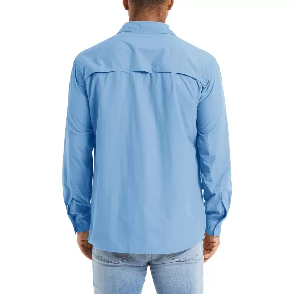 MAGNIVIT Mens Long Sleeve Shirts UPF 50 Sun Protection Button Down Hiking Fishing Work ShirtsSky Blue