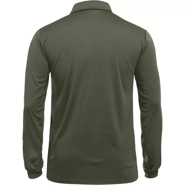 MAGNIVIT Mens Military Long Sleeve Shirt Outdoor Performance Tactical Army Combat Polo ShirtsArmy Green