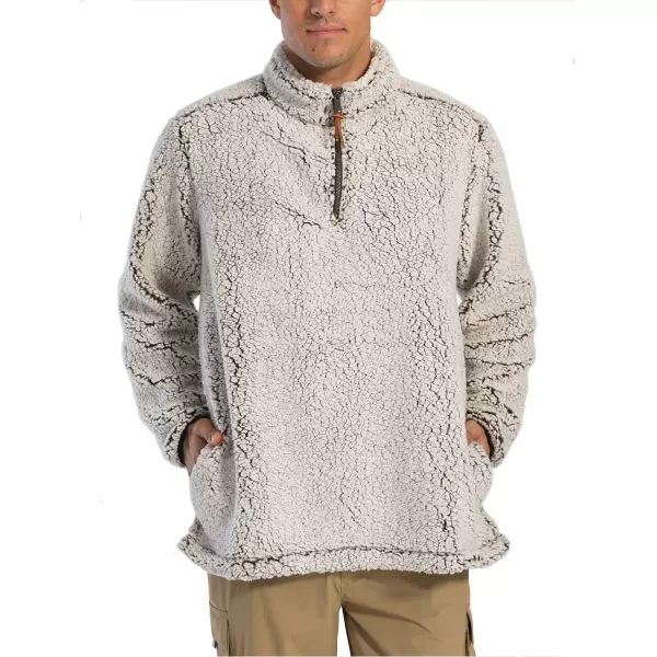 MAGNIVIT Mens Quarter Zip Fleece Sherpa Pullover Sweater Long Sleeve Sweatshirt with PocketsCoffee