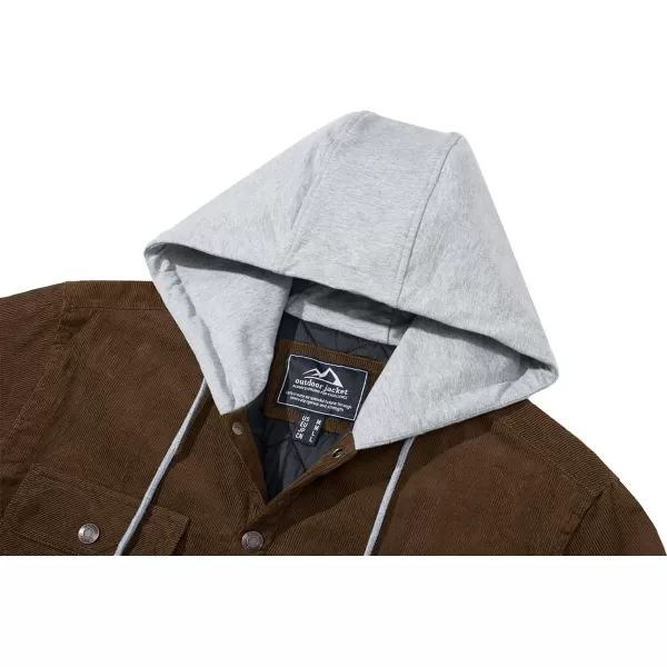 MAGNIVIT Mens Sherpa Fleece Jacket with Hood Casual Trucker Cargo Jacket Winter Warm Windproof Corduroy Jacket CoatsBrown