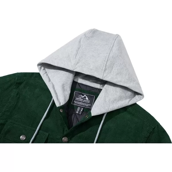 MAGNIVIT Mens Sherpa Fleece Jacket with Hood Casual Trucker Cargo Jacket Winter Warm Windproof Corduroy Jacket CoatsGreen