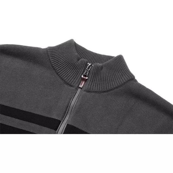 MAGNIVIT Mens Sweater Quarter Zip Striped Pullover Fall Winter Spring Color Block Polo SweatshirtsBlack