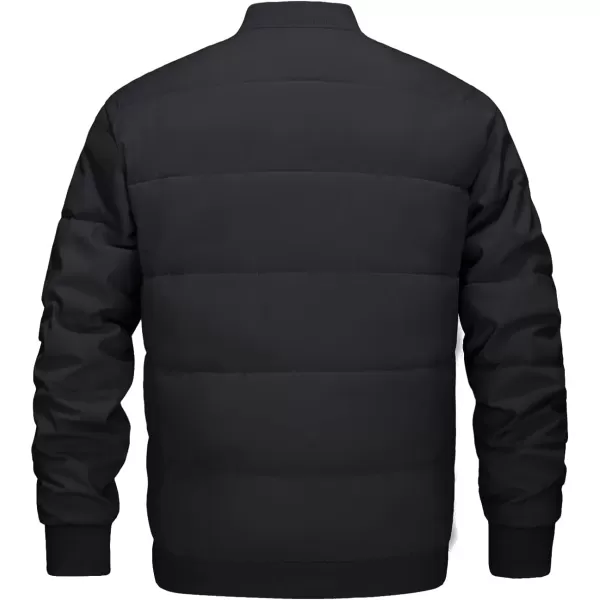 MAGNIVIT Mens Winter Bomber Jacket Quilted Full Zip Up Windproof Warm Coat Work Casual Athletic JacketBlack