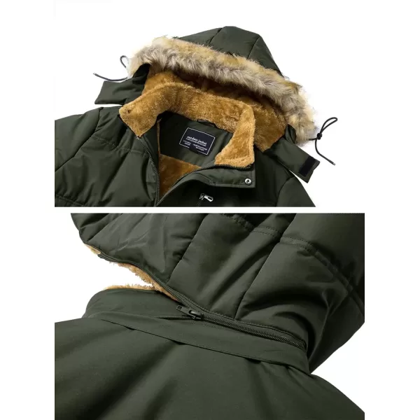 MAGNIVIT Mens Winter Jacket Puffer Coats Thicken Warm Fur Down Parka Jcket with Removable HoodArmy Green