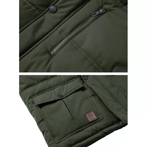 MAGNIVIT Mens Winter Jacket Puffer Coats Thicken Warm Fur Down Parka Jcket with Removable HoodArmy Green