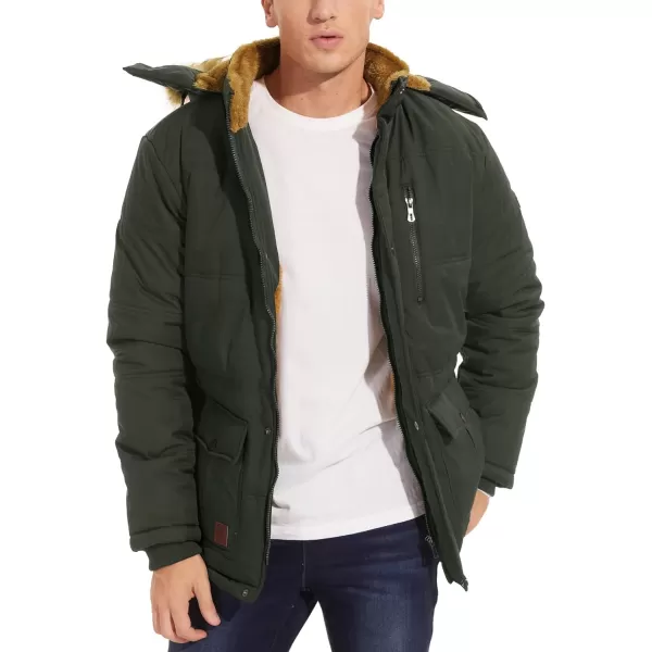 MAGNIVIT Mens Winter Jacket Puffer Coats Thicken Warm Fur Down Parka Jcket with Removable HoodArmy Green