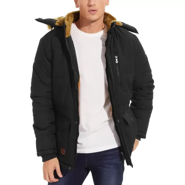 MAGNIVIT Mens Winter Jacket Puffer Coats Thicken Warm Fur Down Parka Jcket with Removable HoodBlack