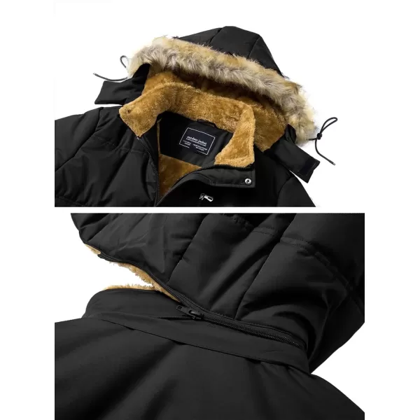 MAGNIVIT Mens Winter Jacket Puffer Coats Thicken Warm Fur Down Parka Jcket with Removable HoodBlack