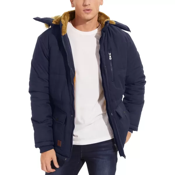 MAGNIVIT Mens Winter Jacket Puffer Coats Thicken Warm Fur Down Parka Jcket with Removable HoodNavy Blue