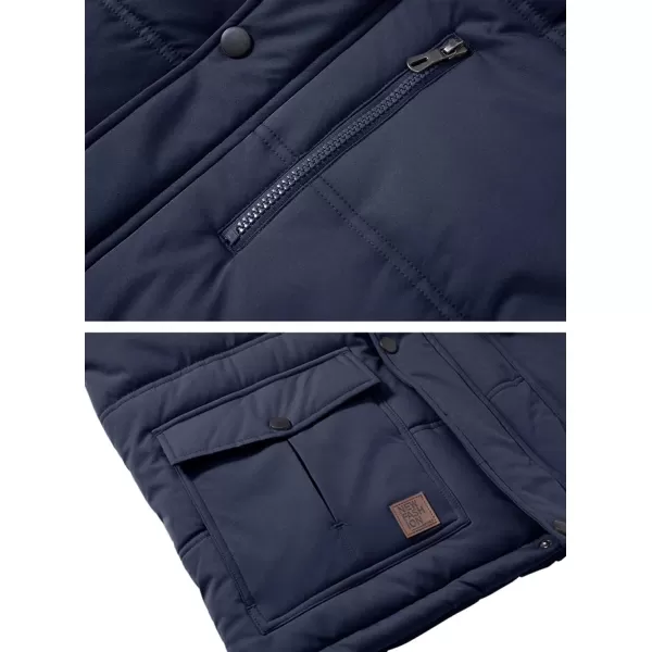 MAGNIVIT Mens Winter Jacket Puffer Coats Thicken Warm Fur Down Parka Jcket with Removable HoodNavy Blue