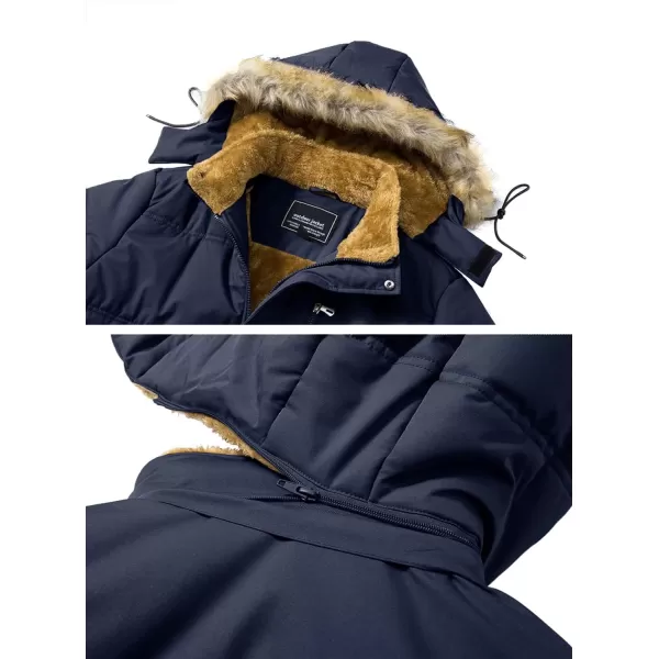 MAGNIVIT Mens Winter Jacket Puffer Coats Thicken Warm Fur Down Parka Jcket with Removable HoodNavy Blue