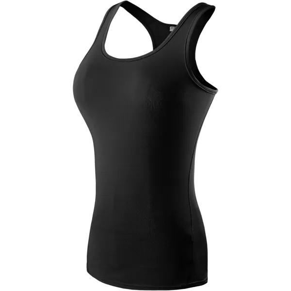 MAGNIVT Womens 3 Pack Dry Fit Compression Tank TopBlack