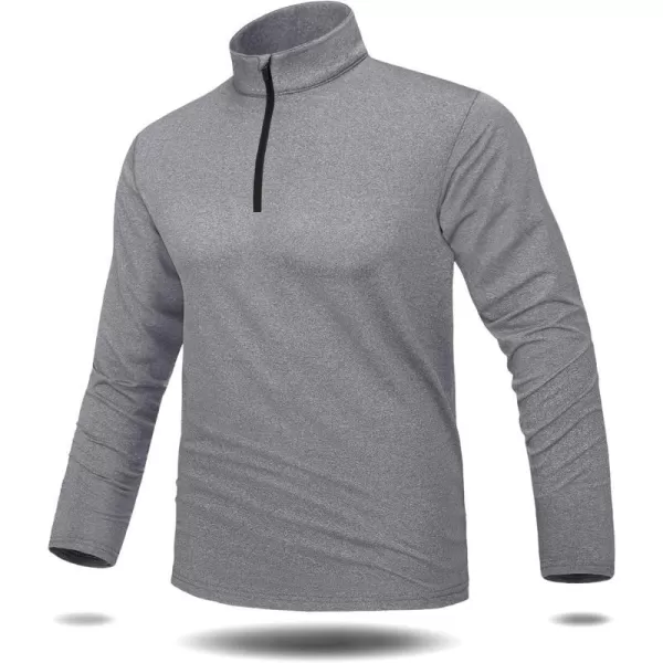 MAGNIVIT Mens 14 Zip Running Shirts Pullover Long Sleeve Fleece Lined Performance Workout Active Shirts Tops Zip UpGrey