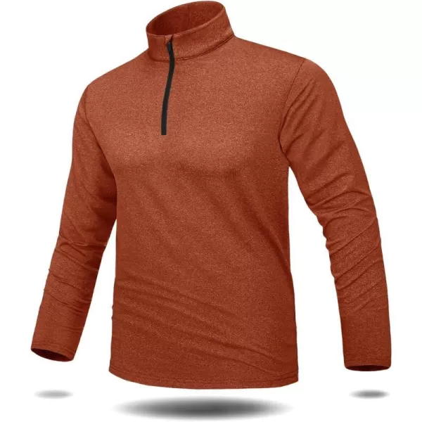 MAGNIVIT Mens 14 Zip Running Shirts Pullover Long Sleeve Fleece Lined Performance Workout Active Shirts Tops Zip UpOrange