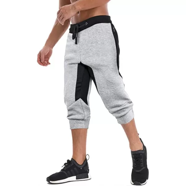 MAGNIVIT Mens 34 Jogger Capri Pants Workout Gym Below Knee Shorts Zipper PocketsGrey 2