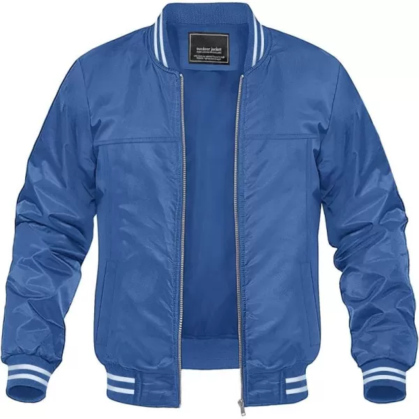 MAGNIVIT Mens Bomber Jacket Spring Fall Lightweight Varsity Windbreaker JacketBlue