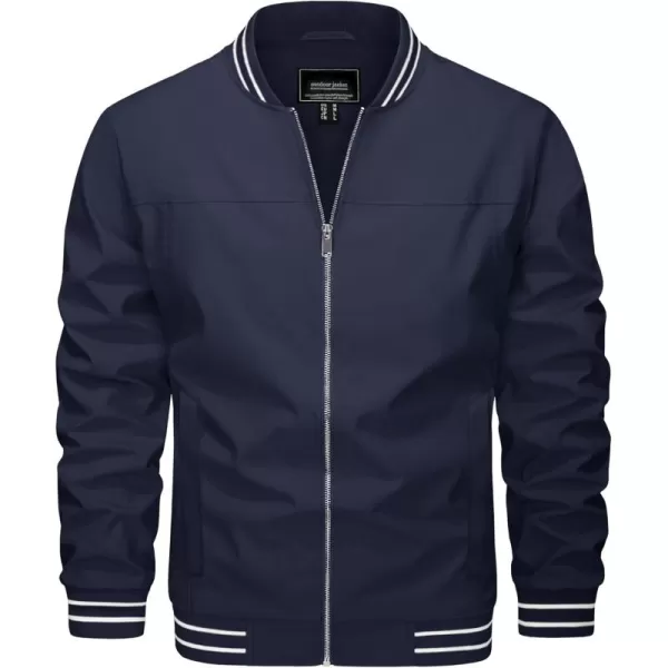 MAGNIVIT Mens Bomber Jackets Lightweight Jacket Varsity Flight Jacket Baseball Windbreaker Water Resistant Spring AutumnNavy Blue