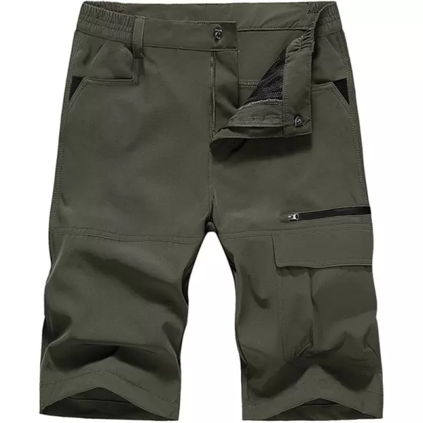 MAGNIVIT Mens Cargo Shorts Hiking Shorts Above Knee Shorts Quick Dry Work Shorts with MultiPocketsArmy Green