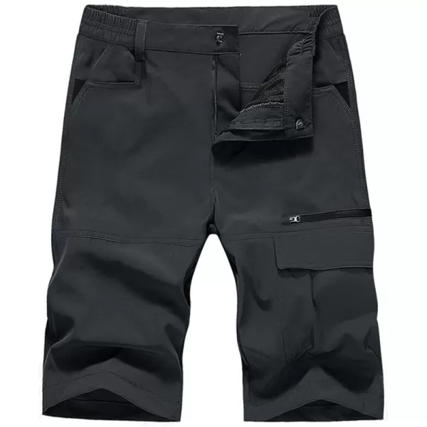 MAGNIVIT Mens Cargo Shorts Hiking Shorts Above Knee Shorts Quick Dry Work Shorts with MultiPocketsDark Grey