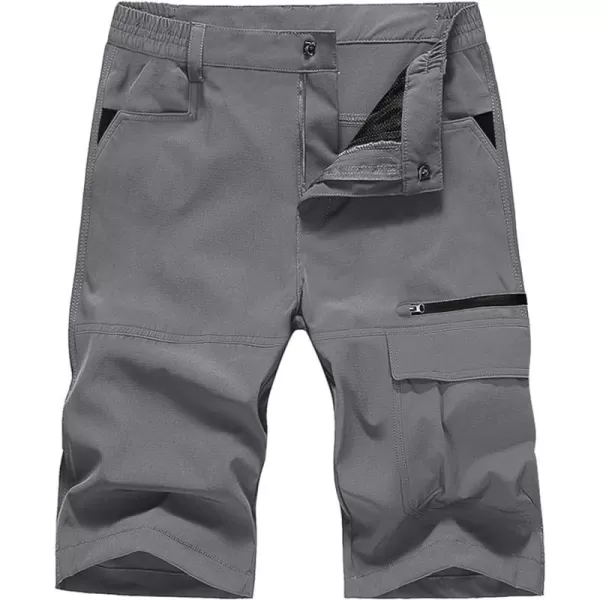 MAGNIVIT Mens Cargo Shorts Hiking Shorts Above Knee Shorts Quick Dry Work Shorts with MultiPocketsGrey