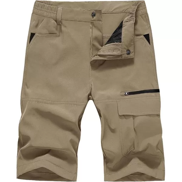 MAGNIVIT Mens Cargo Shorts Hiking Shorts Above Knee Shorts Quick Dry Work Shorts with MultiPocketsKhaki