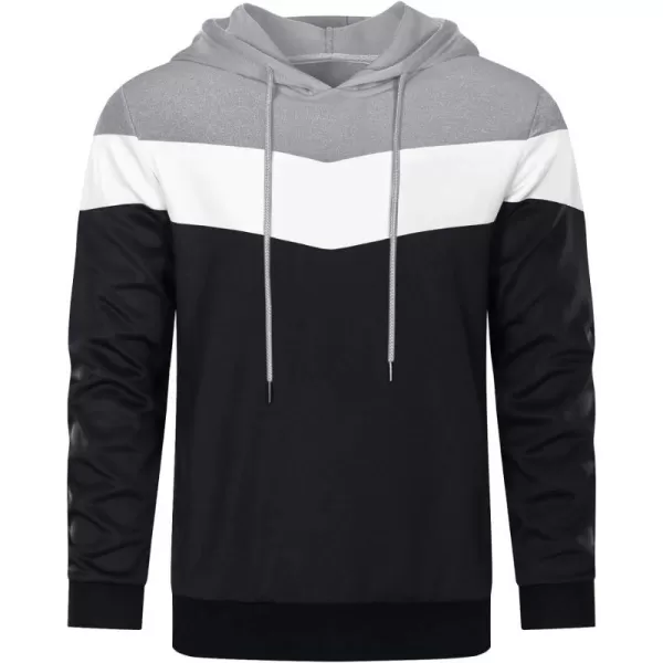 MAGNIVIT Mens Color Block Pullover Hoodies Athletic Hooded Sweatshirts with PocketsGrey