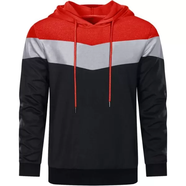 MAGNIVIT Mens Color Block Pullover Hoodies Athletic Hooded Sweatshirts with PocketsRed