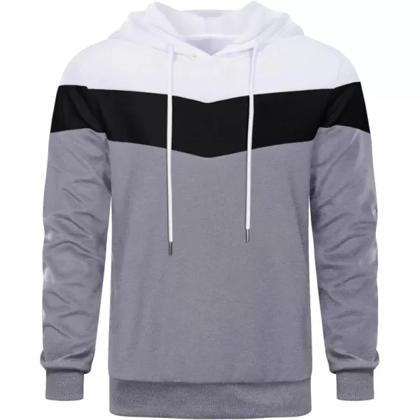 MAGNIVIT Mens Color Block Pullover Hoodies Athletic Hooded Sweatshirts with PocketsWhite