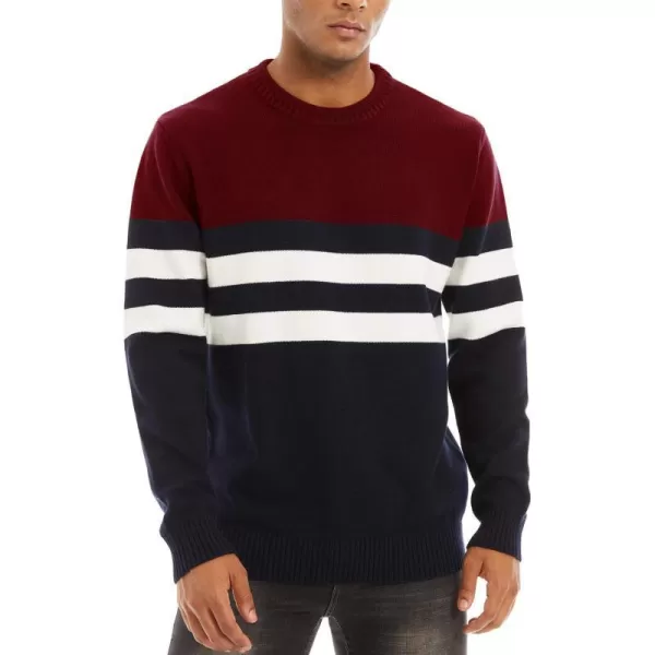 MAGNIVIT Mens Crewneck Sweater Lightweight Soft Knitted Sweatshirt Fall Winter Thermal PulloverWine Red