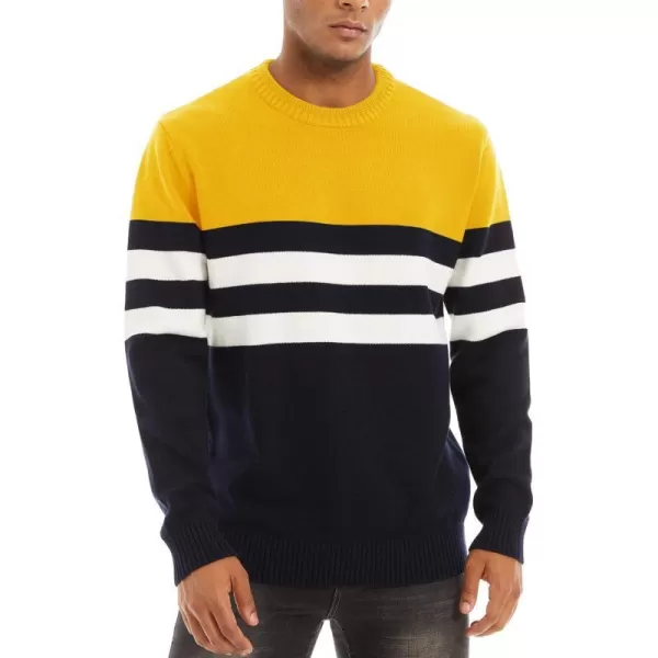 MAGNIVIT Mens Crewneck Sweater Lightweight Soft Knitted Sweatshirt Fall Winter Thermal PulloverYellow