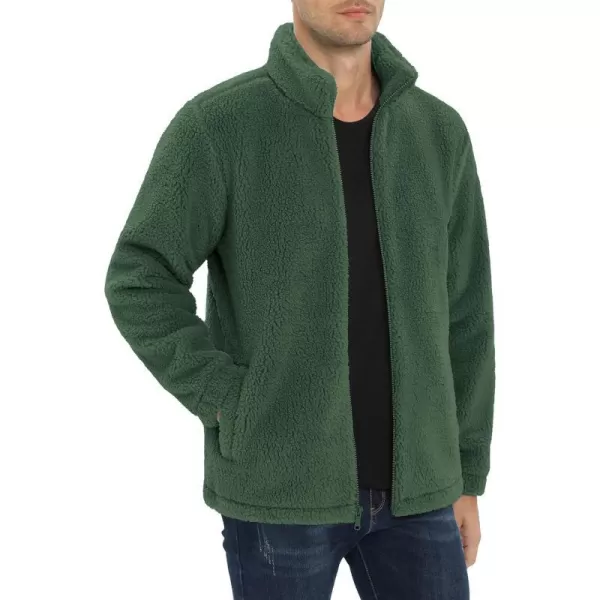 MAGNIVIT Mens Fluffy Fuzzy Sherpa Jackets Fleece Lined Warm Full Zip Casual Jacket Outdoor Winter Coats with PocketsArmy Green